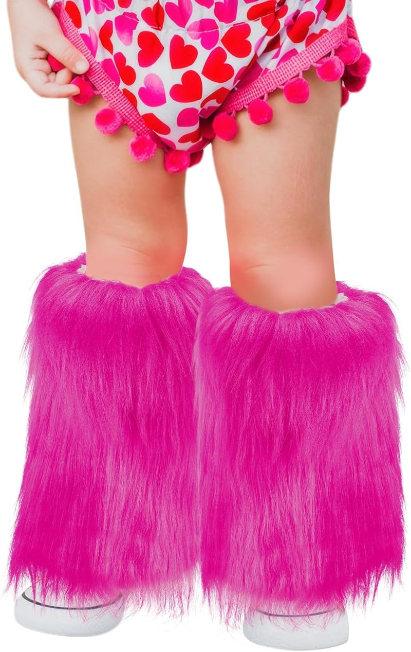 BXT Kids Girls Fuzzy Faux Fur Leg Warmers Boots Shoes Cuff Cover Winter Warm Furry Leg Socks for Halloween Costume Party Show - Image 1